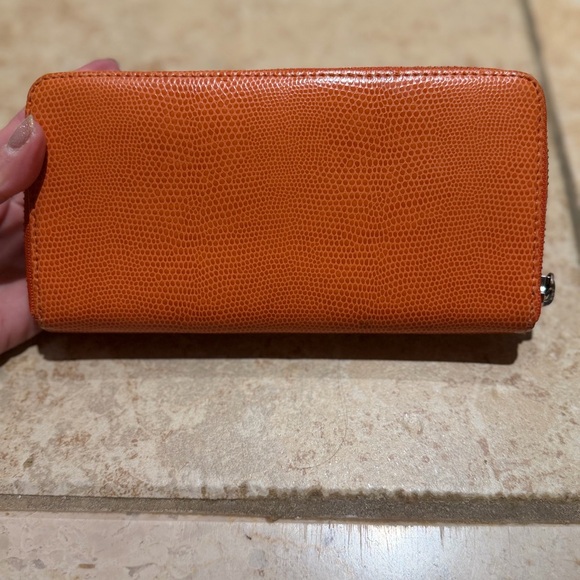 Vintage Lauren Ralph Lauren Womens Orange Pebble leather zip wallet - Picture 10 of 16